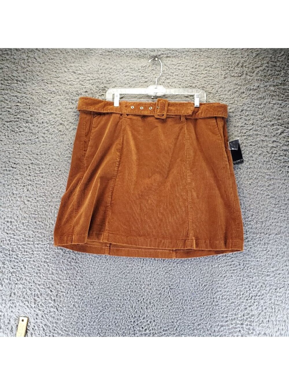 Eloquii Skirt Womens 16 Brown Corduroy Belted A-Line Mini Skirt *NWT*